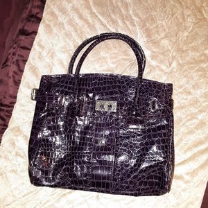 Faux Alligator Print Large Purple Purse